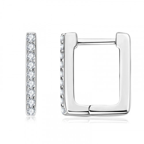 Strieborné hranaté náušnice s moissanitmi