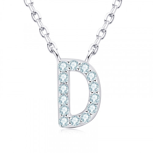 Strieborný náhrdelník s moissanitmi - písmeno
