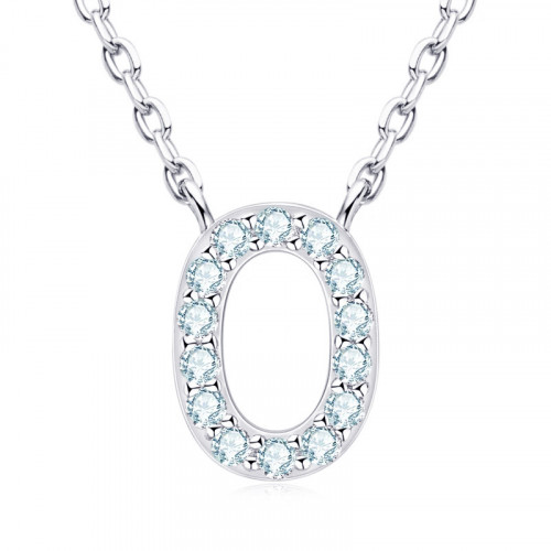 Strieborný náhrdelník s moissanitmi - písmeno