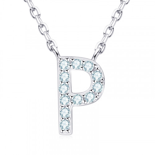 Strieborný náhrdelník s moissanitmi - písmeno