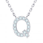 Strieborný náhrdelník s moissanitmi - písmeno