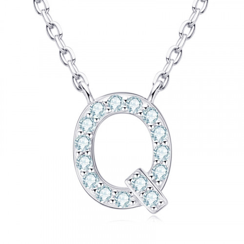 Strieborný náhrdelník s moissanitmi - písmeno