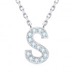 Strieborný náhrdelník s moissanitmi - písmeno