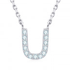 Strieborný náhrdelník s moissanitmi - písmeno