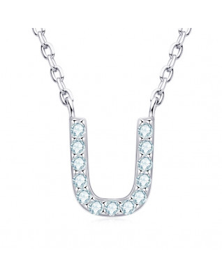 Strieborný náhrdelník s moissanitmi - písmeno