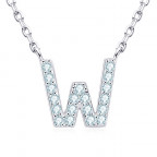 Strieborný náhrdelník s moissanitmi - písmeno