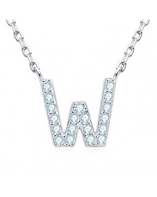Strieborný náhrdelník s moissanitmi - písmeno