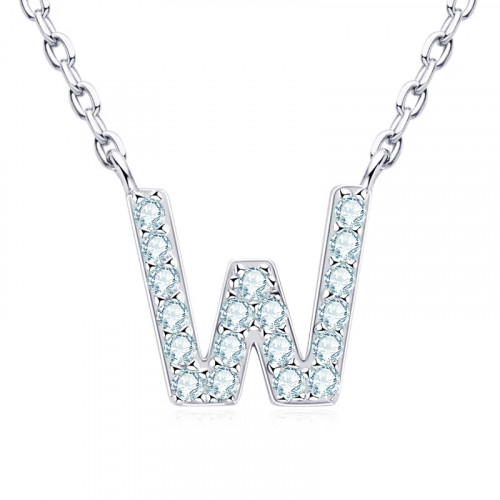 Strieborný náhrdelník s moissanitmi - písmeno