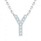 Strieborný náhrdelník s moissanitmi - písmeno