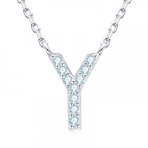 Strieborný náhrdelník s moissanitmi - písmeno