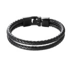 Náramok pánsky z čiernej koženky kovové zapínanie