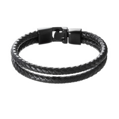 Náramok pánsky z čiernej koženky kovové zapínanie