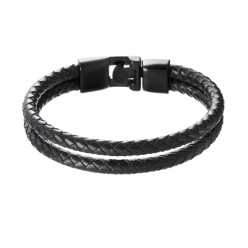 Náramok pánsky z čiernej koženky kovové zapínanie