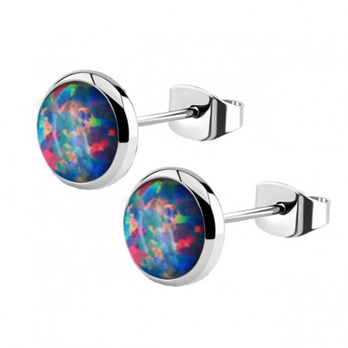 Oceľové náušnice s opálom 8 mm