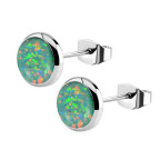 Oceľové náušnice s opálom 8 mm