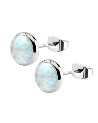 Oceľové náušnice s opálom 8 mm