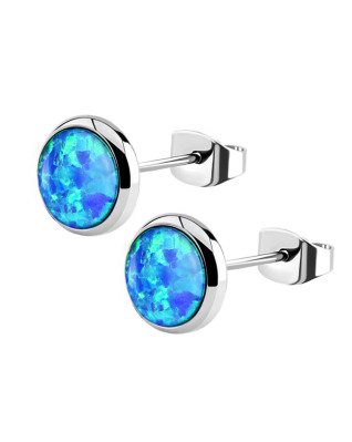 Oceľové náušnice s opálom 8 mm