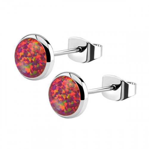 Oceľové náušnice, OPAL 6 mm