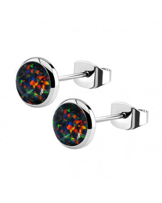 Oceľové náušnice, OPAL 6 mm