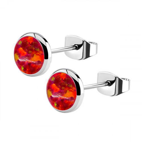 Oceľové náušnice, OPAL 6 mm