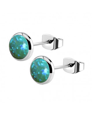 Oceľové náušnice, OPAL 6 mm
