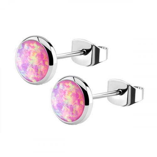 Oceľové náušnice, OPAL 6 mm