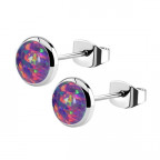 Oceľové náušnice, OPAL 6 mm