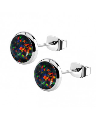 Oceľové náušnice s opálom 8 mm