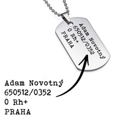 Vojenská známka - dog tag + guličková retiazka
