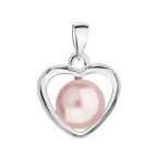 Strieborný prívesok srdca s perlou Crystals from Swarovski