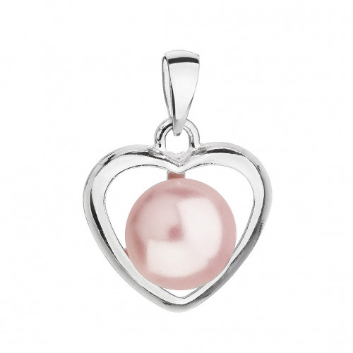 Strieborný prívesok srdca s perlou Crystals from Swarovski