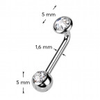 Christina piercing TITAN, číry kamienok