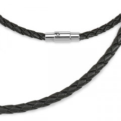 Kožená splietaná šnúrka čierna, dĺžka 40 cm