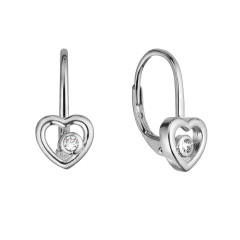 Strieborné náušnice srdca so zirkónom