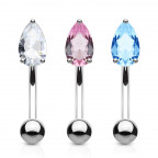 Piercing do obočia - zirkón, tyrkysová farba