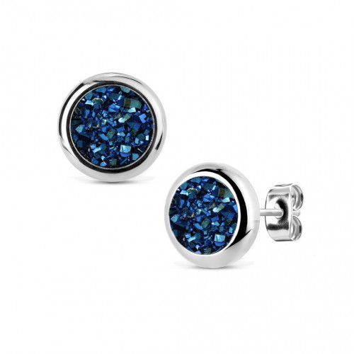 Oceľové náušnice DRUZY Montana Blue