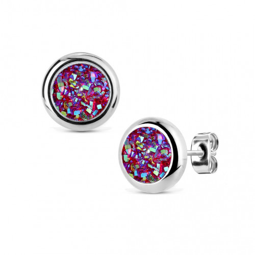 Oceľové náušnice DRUZY Amethyst AB