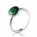 Strieborný prsteň Malachit