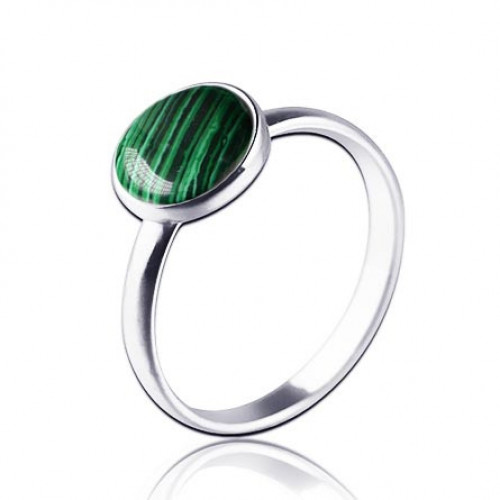 Strieborný prsteň Malachit