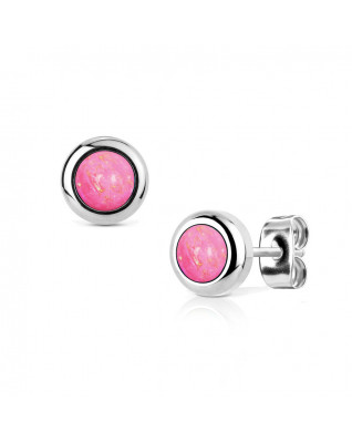 Oceľové náušnice s opálmi 4 mm