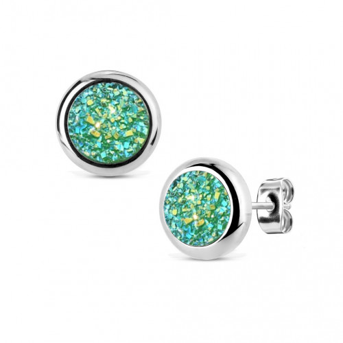 Oceľové náušnice DRUZY Green