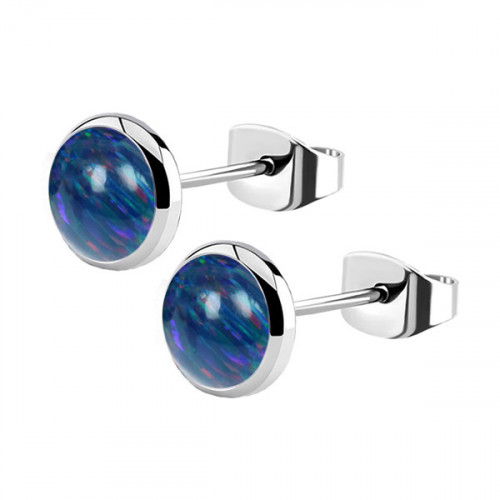 Oceľové náušnice, OPAL 6 mm