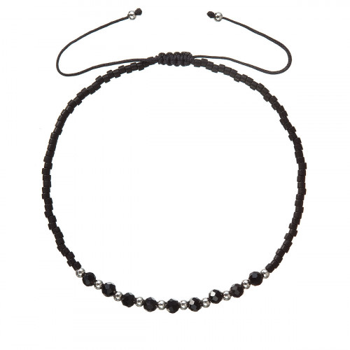 Textilné Miyuki náramok čierny onyx