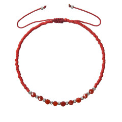 Textilné Miyuki náramok červený achát