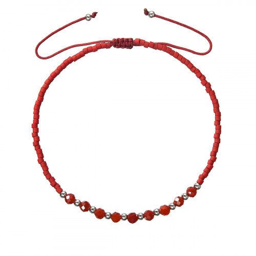 Textilné Miyuki náramok červený achát