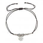 Textilný náramok čierny strieborné guličky