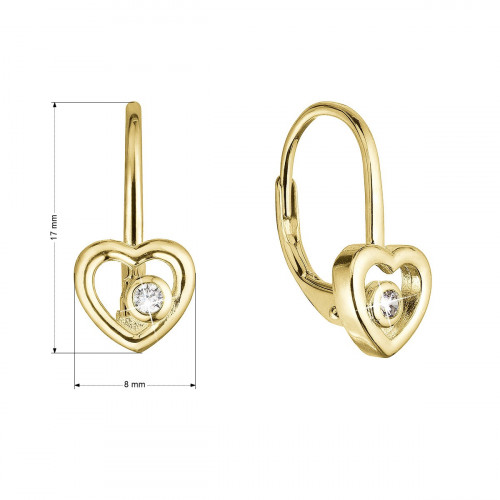Pozlátené strieborné náušnice srdca