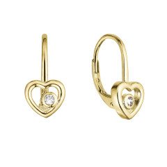 Pozlátené strieborné náušnice srdca