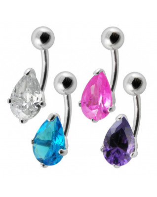 Strieborný piercing do pupku - kvapka
