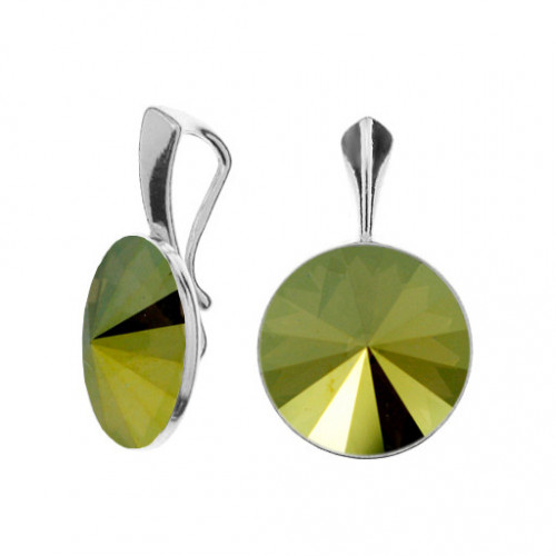 Strieborný prívesok Crystals from Swarovski, Iridescent Green